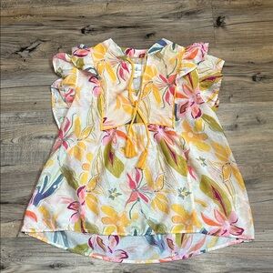 Umgee Multicolor Floral Women’s Blouse with Ruffles